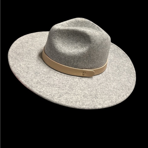 Wool Gray Wide Brim Hat with Tan Band - Picture 5 of 5